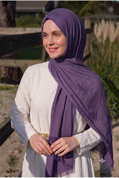 Nazellaa Poloist Wrinkled Shawl Dark Lilac