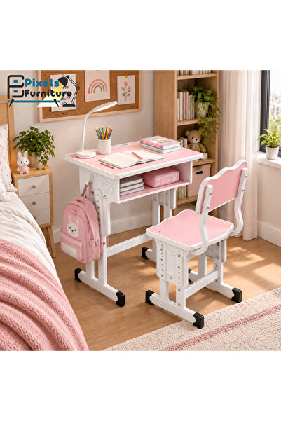 PixelsFurniture Pixel Furniture Height Adjustable Student Study Table Desk an...