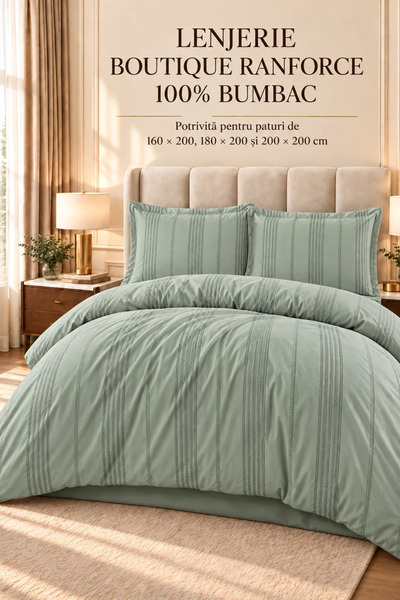 RALEX PUCIOASA Set de lenjerie de pat Ranforce Boutique, 100% bumbac, 4 piese...