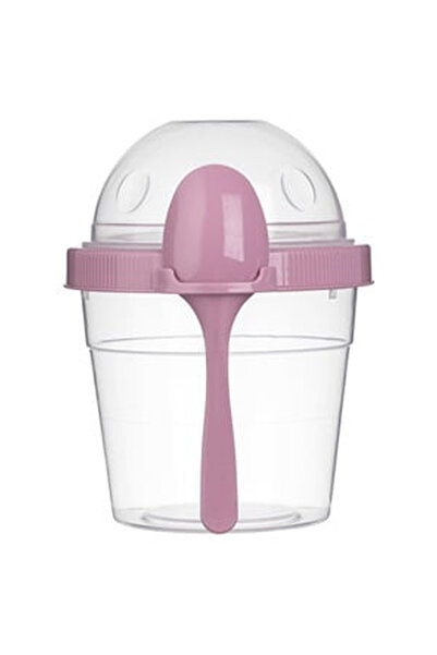 OEM Caserola din Plastic Take Away Snack cu Lingura Roz 500ml
