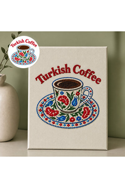 Pranvera Türk Kahvesi Taşlı Tuval - Rhinestone Kit , Diamond Painting 20 x 20 cm