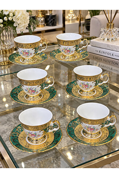 Generic Brand ESTERHOMEDECOR طقم فناجين قهوة من البورسلين الإيطالي مرسوم يدوي...
