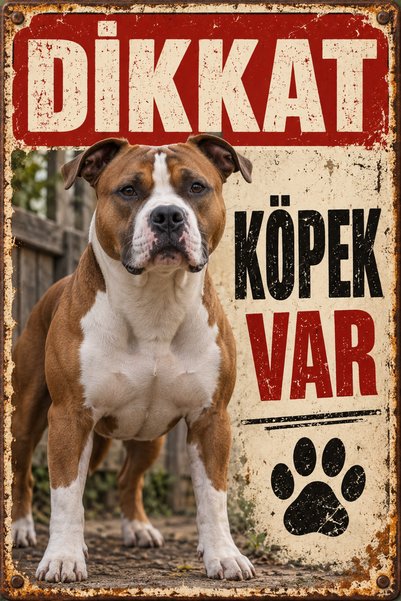 Lucena American Staffordshire Terrier Beware of Dog Retro Metal Warning Sign ...