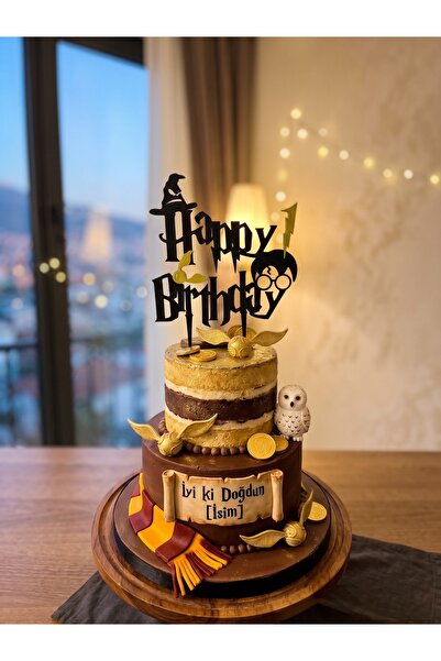 LUBIKO STUDIO Harry Potter Temalı Doğum Günü Pasta Süsü - Happy Birthday Cake...