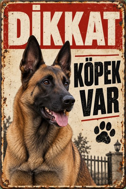 Lucena Belgian Malinois Beware of Dog Retro Metal Wall Sign 20X30 cm