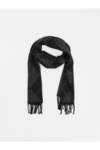 LC Waikiki Nevavm Anthracite Knitwear with Diamond Pattern Men's Scarf