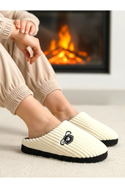 MARKABONİ Women's Cream Orthopedic House Slippers with Wool Inside, Silent, S...