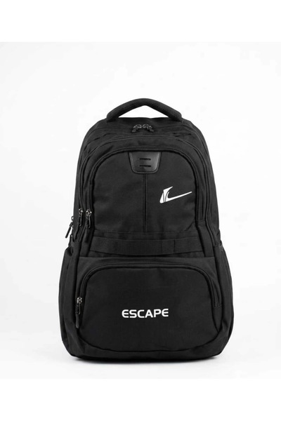 ESCAPE Unisex Black Backpack School Bag with 4 Pockets Water Resistant 45X30X...