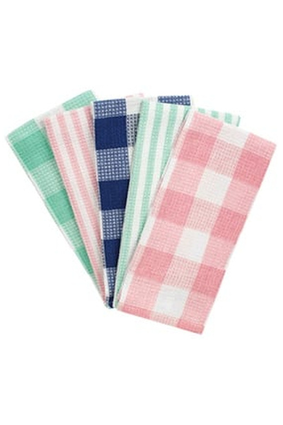 OEM White - Pink - Mint Green - Blue Checkered Tea Towels 58x39cm - 5pcs.