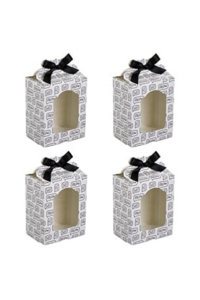 OEM White Paper Boxes with Printed & Ribbons for Sweets 9.8x6.8x1.5cm - 4pcs