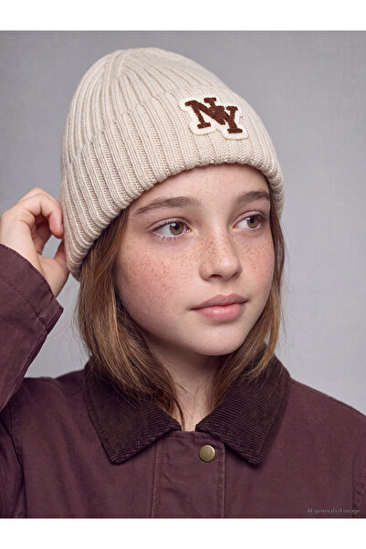 LC Waikiki Nevavm Farkıyla Lcw Accessories Gray Embroidered Girls' Beret