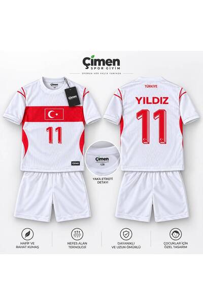 Çimen Spor Giyim Türk Bayraklı Ay Yıldızlı 11 Numara Yıldız Yazılı Çocuk Futb...