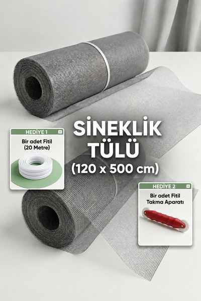 Genel Markalar Sineklik tülü teli 120x500 6 metrekare BEYAZ fitil 20 mt ve mo...