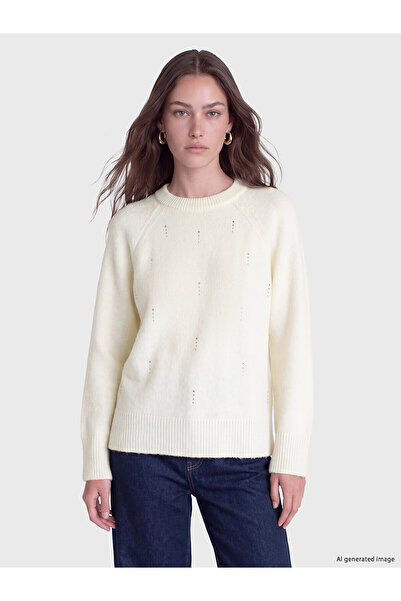 LC Waikiki Nevavm Lcw Modest Ecru Oval Collar Stoned Women's Knitwear Sweater...