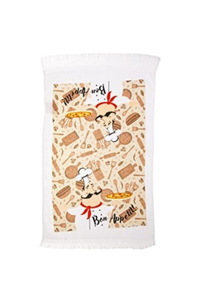 OEM White Cotton Kitchen Towel with Chef Pattern 60x35cm