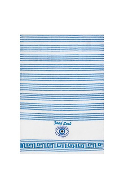 OEM Blue Kitchen Towel with Stripes & Good Luck Eye Pattern 60x40cm