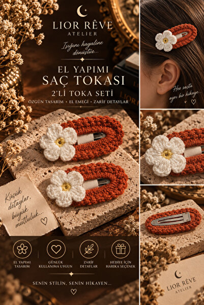 LİOR REVE ATELİER مجموعة مشابك شعر محبوكة يدويًا من LIOR RÊVE ATELIER - مجموع...