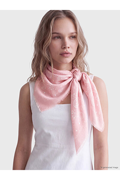 LC Waikiki Nevavm Farkıyla Lcw Accessories Pink Satin Patterned Women's Bandana