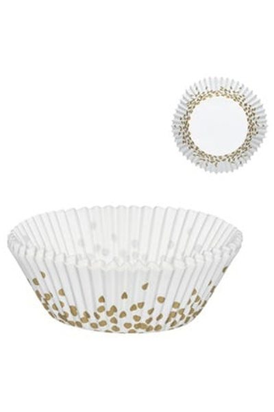 OEM White Paper Baking Forms with Gold Polka Dots Ø10.5cm - 100pcs