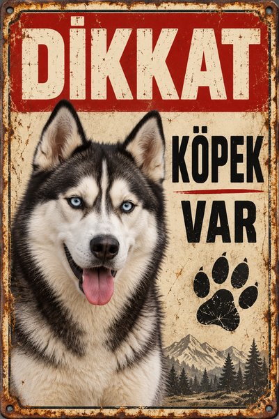 Lucena Siberian Husky Caution Dog Present Metal Sign Retro Decorative Warning...