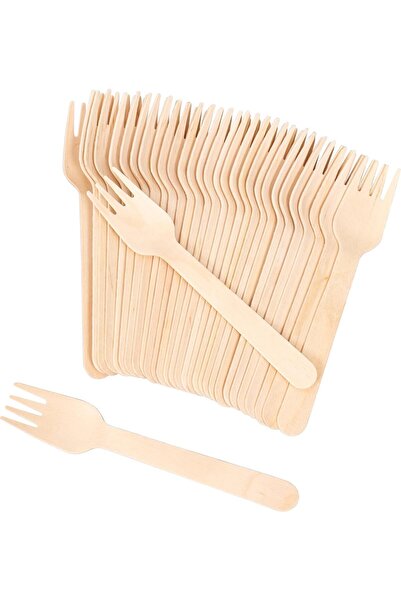urevo 16cm Disposable Wooden Fork, Eco-Friendly and Biodegradable, Made from ...