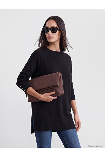 LC Waikiki Nevavm Black Knitwear Plain Loose & Baggy Women's Tunic with a Dif...