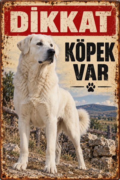 Lucena Akbaş Caution Dog Present Metal Sign Retro Decorative Warning Sign 20X...