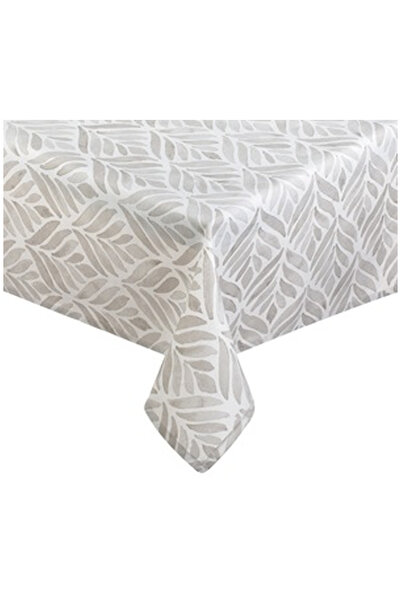 OEM Summer Tablecloth Beige Grey Leaves 180x140cm