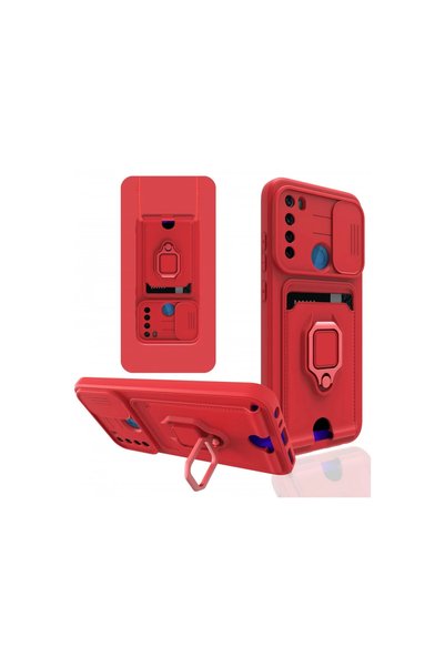 OtoTech Xiaomi Redmi Note 8 Case Zuma Silicone with Business Card Ring - Red