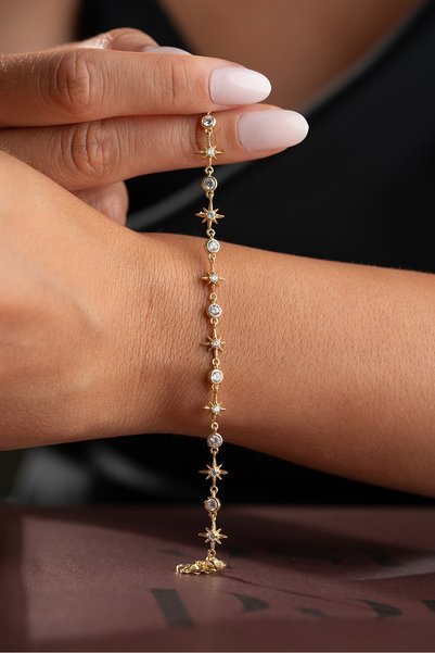 Silvano Jewelry 925 Ayar Gümüş Kutuplıydızlı Suyolu Bileklik