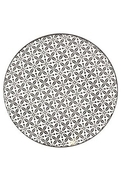 OEM Beige Plate with Black Pattern in Porcelain Ø26.5cm