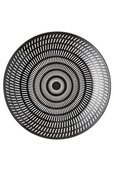 OEM Μαύρο Πορσελάνινο Πιάτο με Λευκές Ρίγες Ø19cm