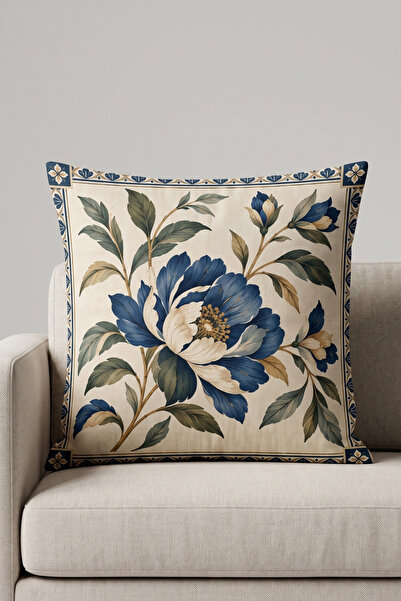 Atay Home Set of 4 Classic Medallion and Botanical Pattern Decorative Throw Pillow Covers - 43X43 cm Double-Sided
