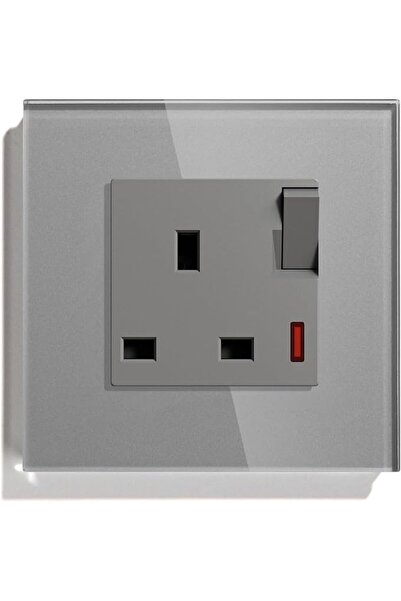 Bseed Wall Switched UK Socket Glass Panel Power Outlet with Red Power Indicat...