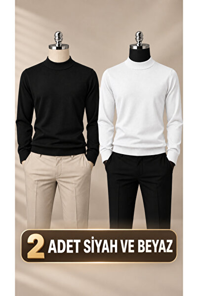 cto your style Men's White and Black [2-Pack] Slim Fit Soft Textured Anti-Pil...