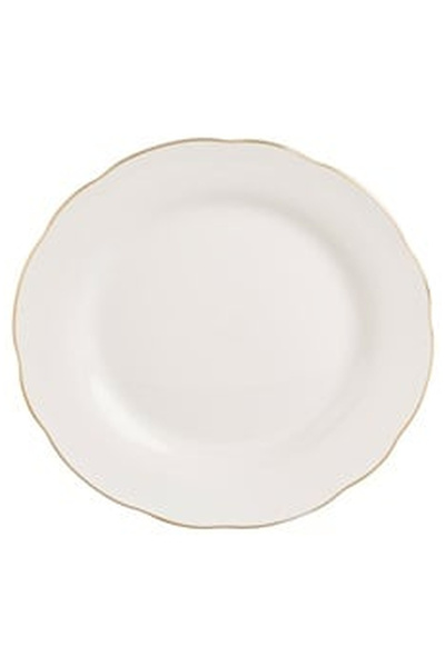 OEM Off White Beige Porcelain Fruit Plate "Wavy Gold Metallic" Ø19cm