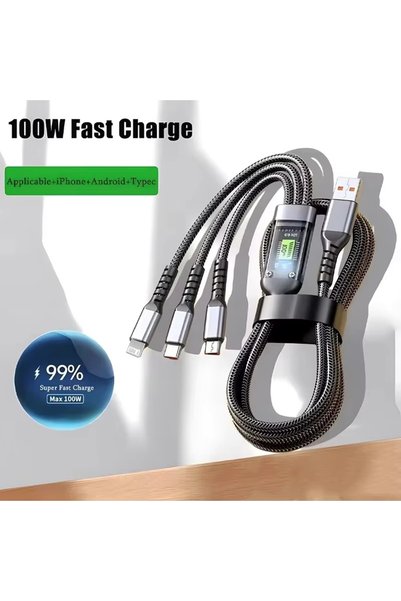 Choice 2m 2m 3 In 1 100W Transparent Pilot Lamp Super Fast Charging Cable Uni...