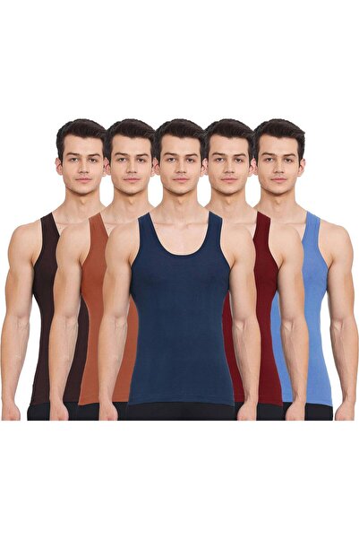 Macho Hint Men's Metro Vest Colour RN Cotton Sleeveless Undershirt | Soft & B...