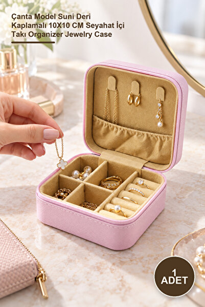 Yenilig 1 Piece Mini Zippered Jewelry Box – Bag Model with Faux Leather Finis...