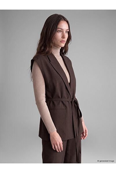 LC Waikiki Lcw Modest Brown Plain Women's Classic Vest with Nevavm Difference
