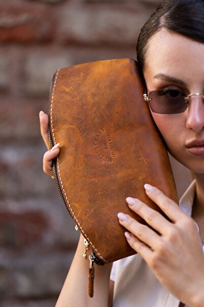 MUSSOL CRAFT Vera Vintage Kadın Deri Çanta L - Camel
