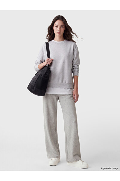 LC Waikiki Nevavm Lcw Modest Gray Interlock Plain Loose & Baggy Women's Sweat...