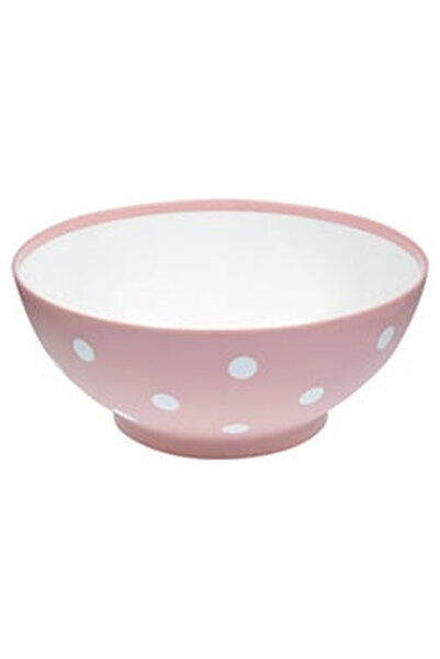 OEM Matte Pink White Plastic Bowl with Polka Dots 750ml