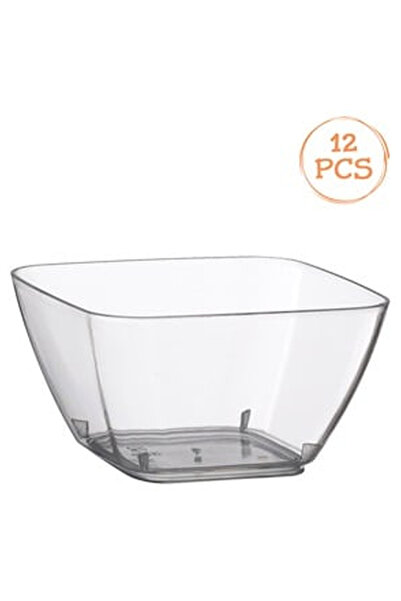 OEM Set of 70ml Reusable Square Transparent Plastic Bowls - 12pcs