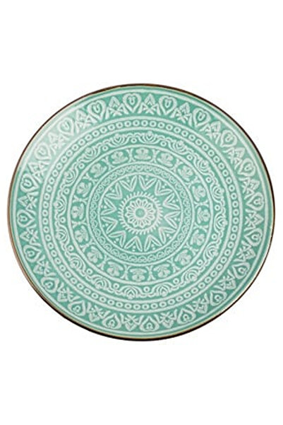 OEM Mint Green Ceramic Plate with Aztec Pattern 26cm