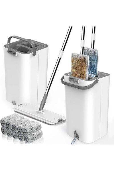DMG TECH Mop and Bucket with Wringer Set, Flat Mop and Bucket System, Hands-F...