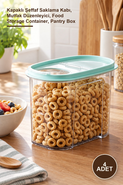 Yenilig 4 Pieces 1.2 Lt Food Box – Transparent Storage Container with Lid, Ki...