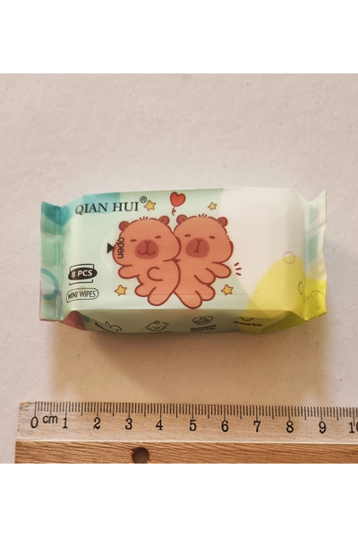 Modellino 1 Paket / 8 Yaprak Islak Mendil Mini Cep Mendili Paket Uzunluğu 8cm - Karışık Desenler