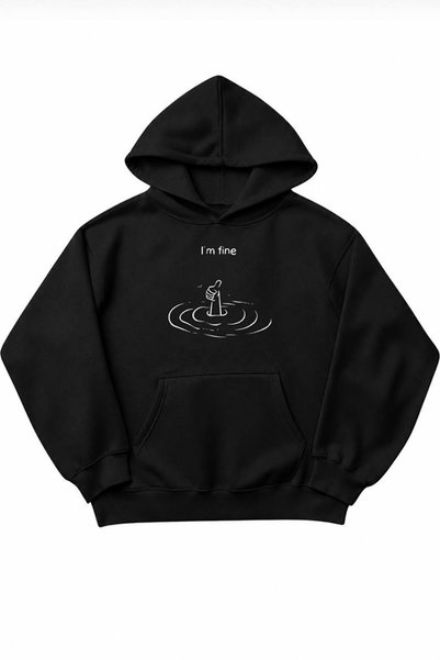 genosha İm Fine Printed Oversize Hoodie Hooded Sweatshirt