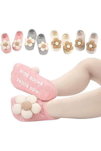 Hannea 4Pcs Baby Socks 0 to 12 Months Girl Toddlers Floor Sock Anti-slip Walk...